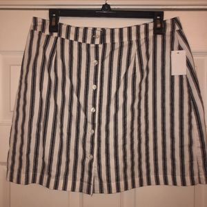 Black and White Stripped Button Down Skirt